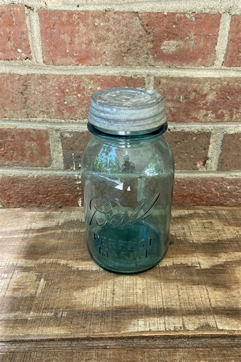 Michaels, jayne ann 2015 canning jars and patterns of canning behavior: Ball Perfect Mason canning jar with zinc lid 1 quart aqua ...