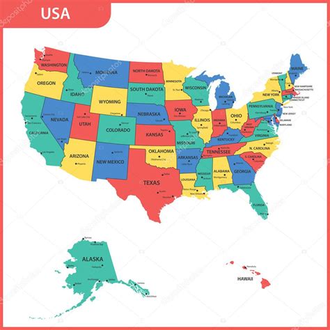 Detailed Map Usa Regions States Cities Capital United States America