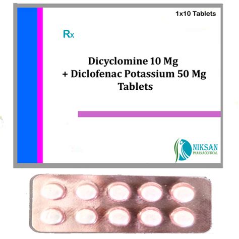 Dicyclomine 10 Mg Diclofenac Potassium 50 Mg Tablets Manufacturer In