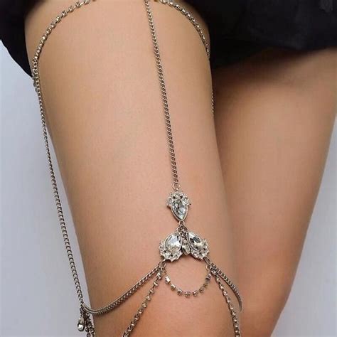 Kateri Thigh Chain Garter Silver Shop Body Jewelry Leg Jewelry