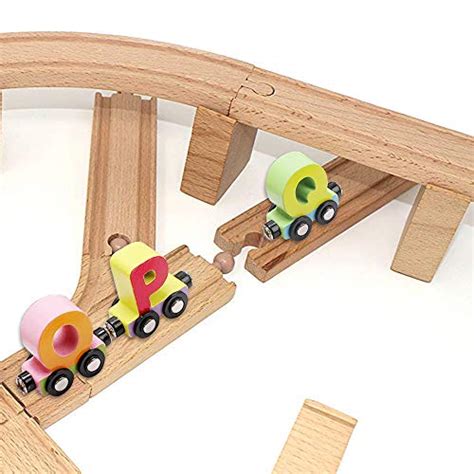 Wooden Train Set 27 Pcs Wooden Train Cars Alphabets Set Includes 1