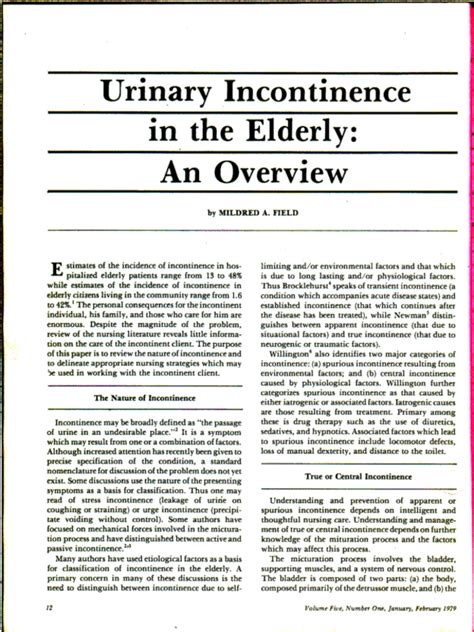 Urinary Incontinence In The Elderly An Overview Journal Of