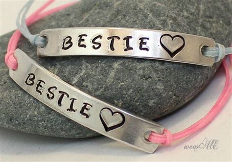 Bestie Bracelets Custom Hand Stamped Set Of Two