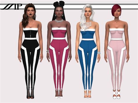 Sims 4 Ccs The Best Clubwear Jumpsuit With White Trim By Martyp