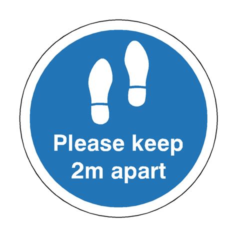 Please Keep 2m Apart Floor Sticker Blue Pvc Safety Signs