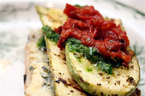 Grilled Zucchini Sandwich With Oven Roasted Tomatoes And Parsley Jalapeno