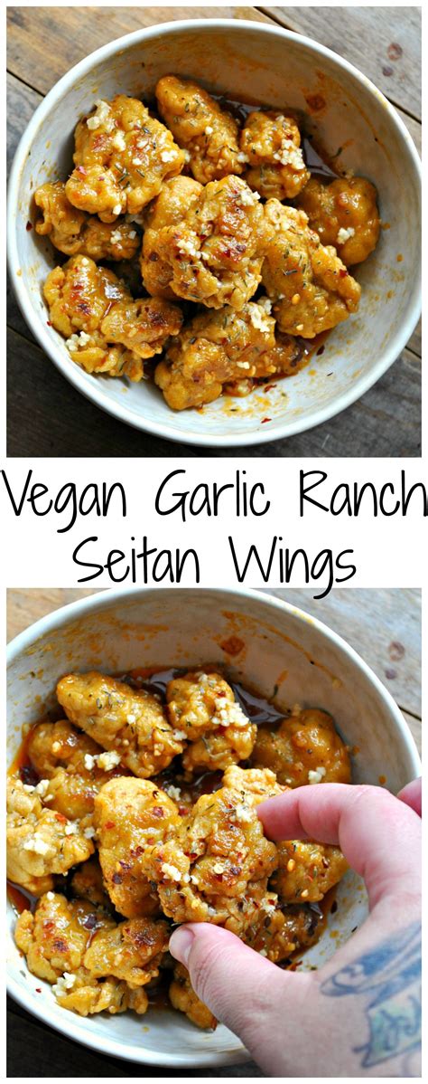 Combine the vital wheat gluten, chickpea flour, garlic powder, and smoked paprika in a mixing bowl, and whisk well to remove any clumps. Vegan Garlic Ranch Seitan Wings | Recipe | Food recipes ...