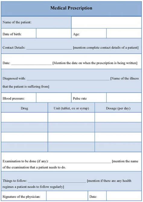 This portion of the prescription should include at least the first and last name of the patient and the age of the patient. Prescription Pad Template | Template Business