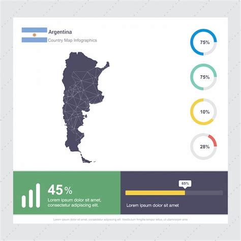 Plantilla De Mapa De Argentina Y Bandera Infografía Vector Premium