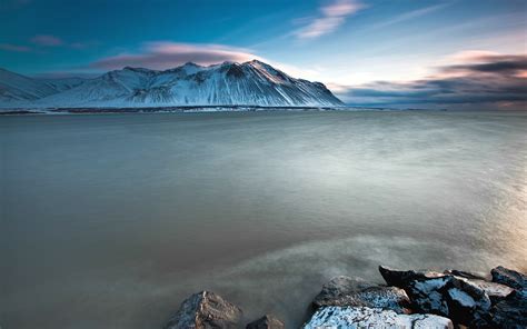 Mountains Ocean Landscapes Snow Coast Sea Iceland Skyscapes