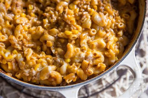 Homemade hamburger helper is an easy weeknight dinner recipe made with ground beef, egg noodles and condensed cream of mushroom soup. Hamburger Casserole + VIDEO - Tried and Tasty