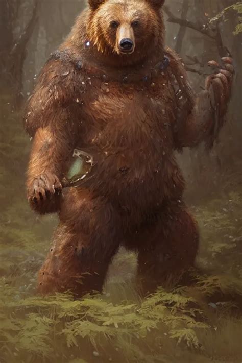 A Detailed Full Body Portrait Of A Bear Druid By Stable Diffusion