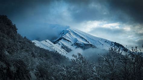 Hd Wallpaper Scenic View Of Snowy Mountain Clouds Cloudy Cold Dawn