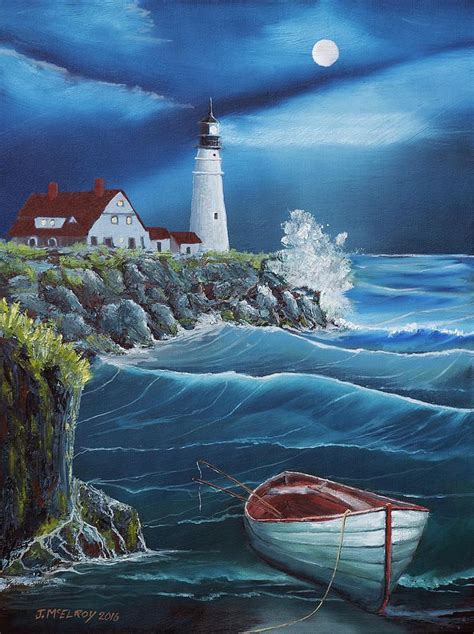 Portland Head Lighthouse By Jerry Mcelroy Lighthouse Painting
