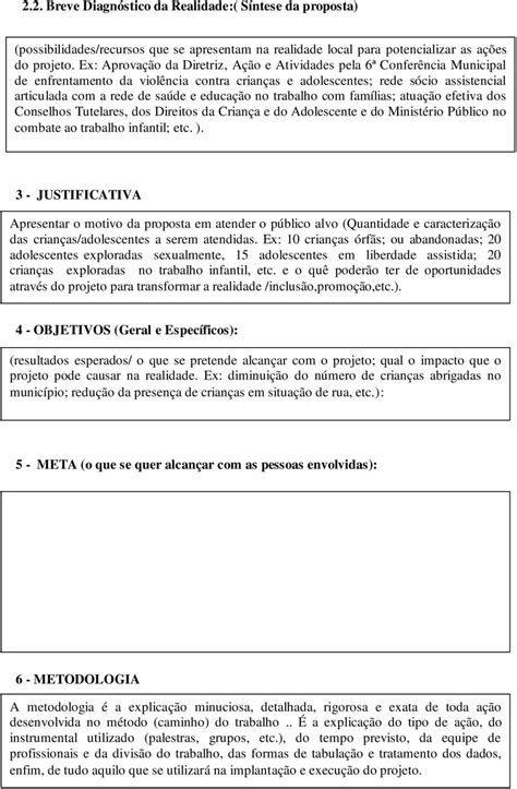 Modelo De Projeto Social Telefone Fax Da Entidade Nome Do Respons Vel Fun O Cargo Do