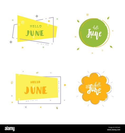 Set Of Hello June Banners Element For Summer Graphic Design Vector