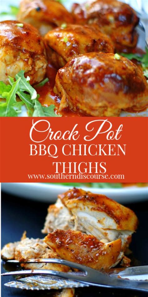 Easy Crock Pot BBQ Boneless Chicken Thighs A Southern Discourse Chicken Crockpot Recipes