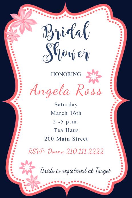 Framed Pink Bridal Shower Invite Template Postermywall