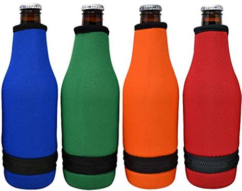 Tahoebay 4 Beer Bottle Sleeves Easy On Bottom Zipper Extra Thick