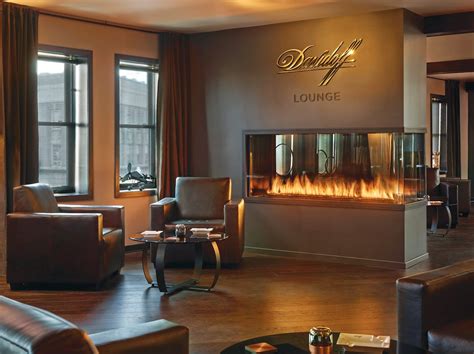 Looking for information on how to start a hooka lounge? Custom 3-Sided Peninsula Gas Fireplace in Cigar Lounge | Acucraft