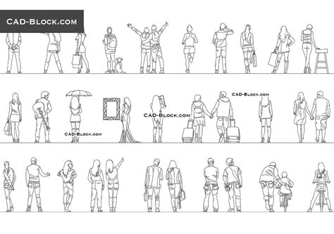 Collection Back View People Autocad Dwg File