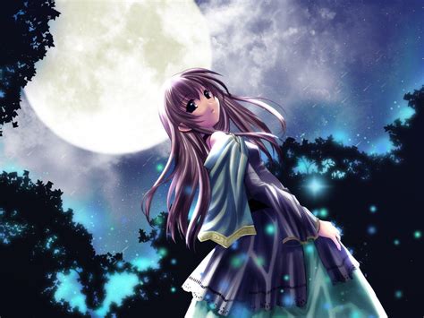 Cool Girl And Moon Anime Wallpapers Wallpaper Cave