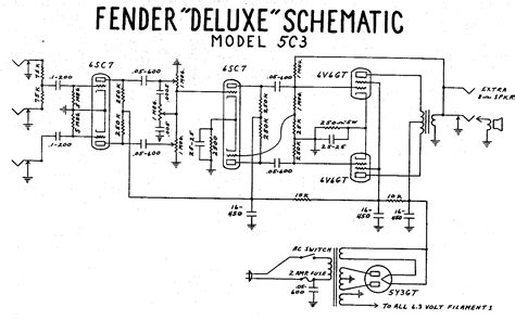 Fender Deluxe Tube Amp Schematic Model 5c3 Electronic Circuit