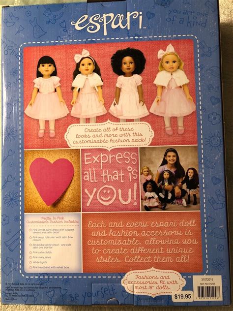 espari barnes and noble doll clothes “pretty in pink” brand new mint box