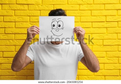 Man Hiding Emotions Using Card Drawn Stock Photo 2065081256 Shutterstock