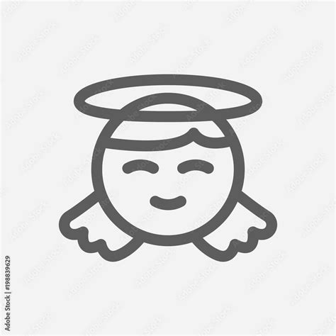 Angel Emoji Icon Line Symbol Isolated Vector Illustration Of Cartoon