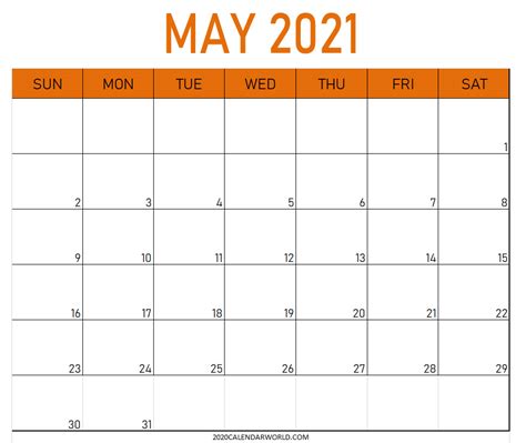2021 blank and printable word calendar template. 20+ May 2021 Calendar Printable- Best Designs For You
