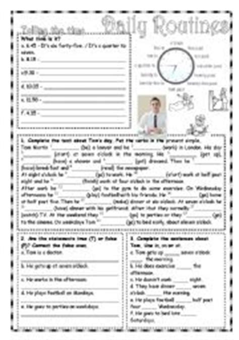 daily routines  pages answer key esl worksheet  cgbraga