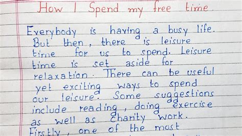 Write An Essay On How I Spend My Free Time Essay Writing English