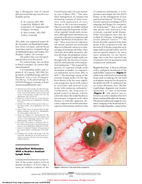 Pdf Conjunctival Melanoma With A Positive Sentinel Lymph Node