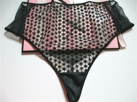 Victoria S Secret Very Sexy Black High Waist Thong Panty M Medium Lace Up Luxe Ebay