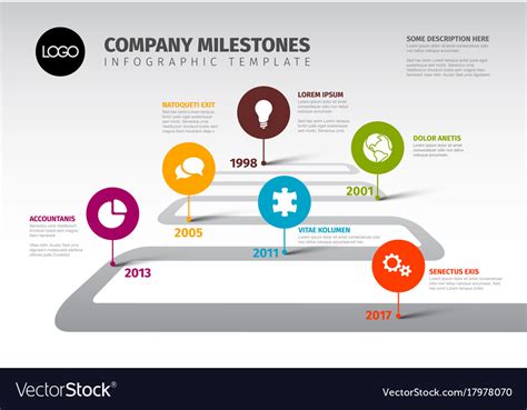Infographic Company Milestones Timeline Template Vector Image