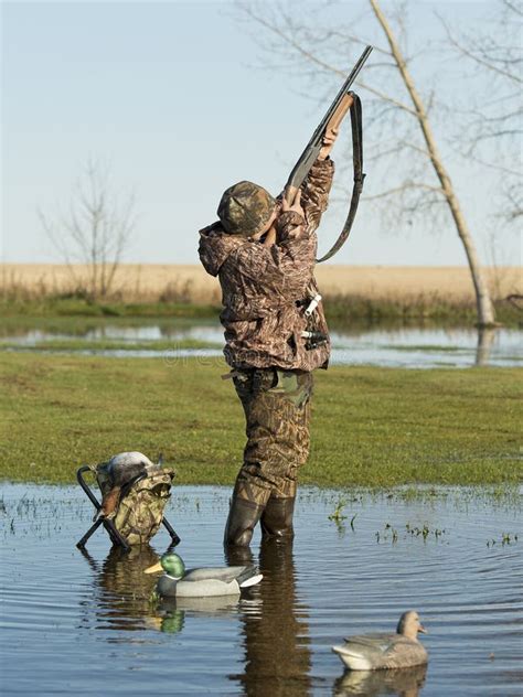 Duck Hunter With Gun Shooting Stock Photo Image Of Outdoors Hunt