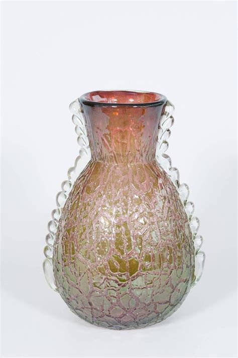 Italian Venetian Vase In Murano Glass In Pink And Green At 1stdibs