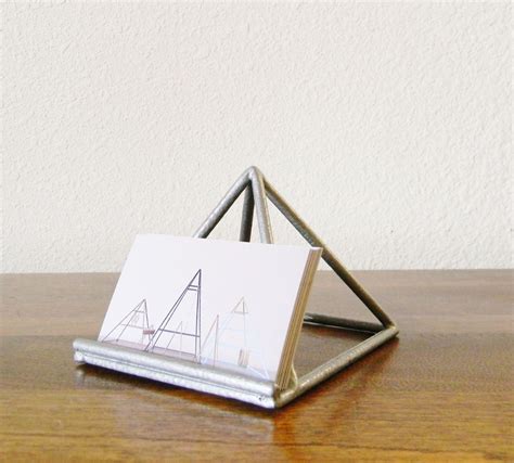 Pyramid Business Card Holder In Silver Etsy Business Card Holders