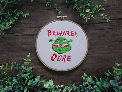 Beware Ogre Embroidery Hoop Art Decor Embroidery Wall Art Etsy