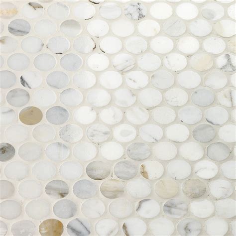 Calacatta Penny Rounds Polished Marble Tile