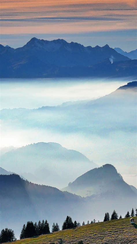 Mist Landscape Fog Mountains Horizon Nature 720x1280 Wallpaper