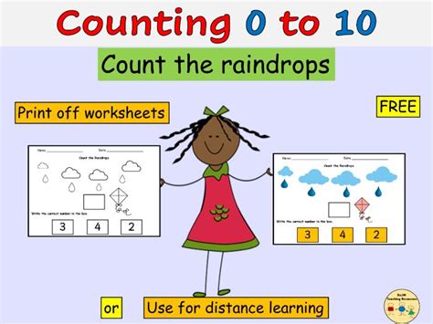 Counting Count Numbers Raindrops To 10 Worksheets Teaching Resources