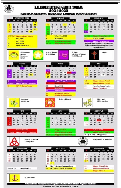 Kalender Liturgi Gereja Toraja 2022