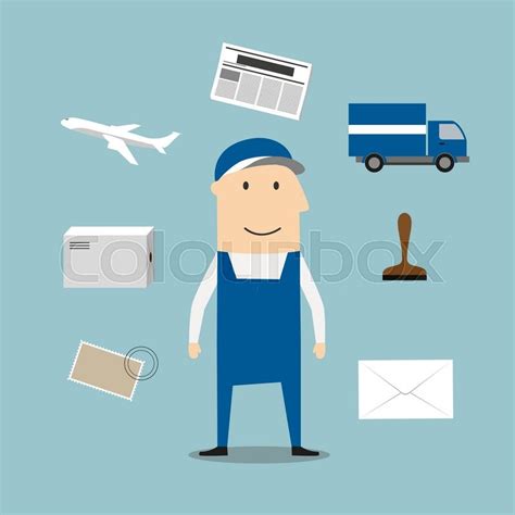Postman Profession And Delivery Icons Stock Vector Colourbox