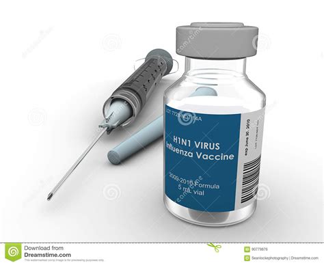 3d: H1N1 Vaccine Bottle With Syringe Stock Illustration - Illustration ...