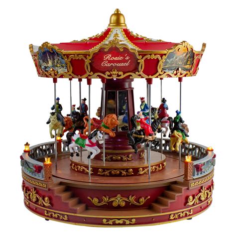 14 Led Lighted Carousel Revolving Christmas Decor With Music