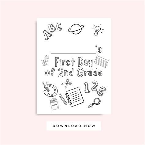 First Day Of 2nd Grade Coloring Page Second Grade Back To Etsy Australia