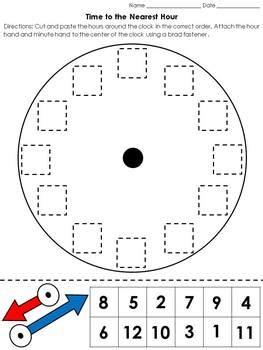 Time: Clock Cut and Paste Activity - Telling Time to the Nearest Hour
