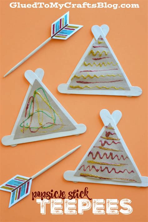 Popsicle Stick Teepees Super Easy Kid Craft Idea For Fall Preschool